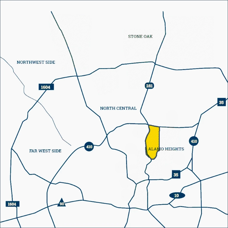 Alamo Heights - map of the neighborhood location in San Antonio