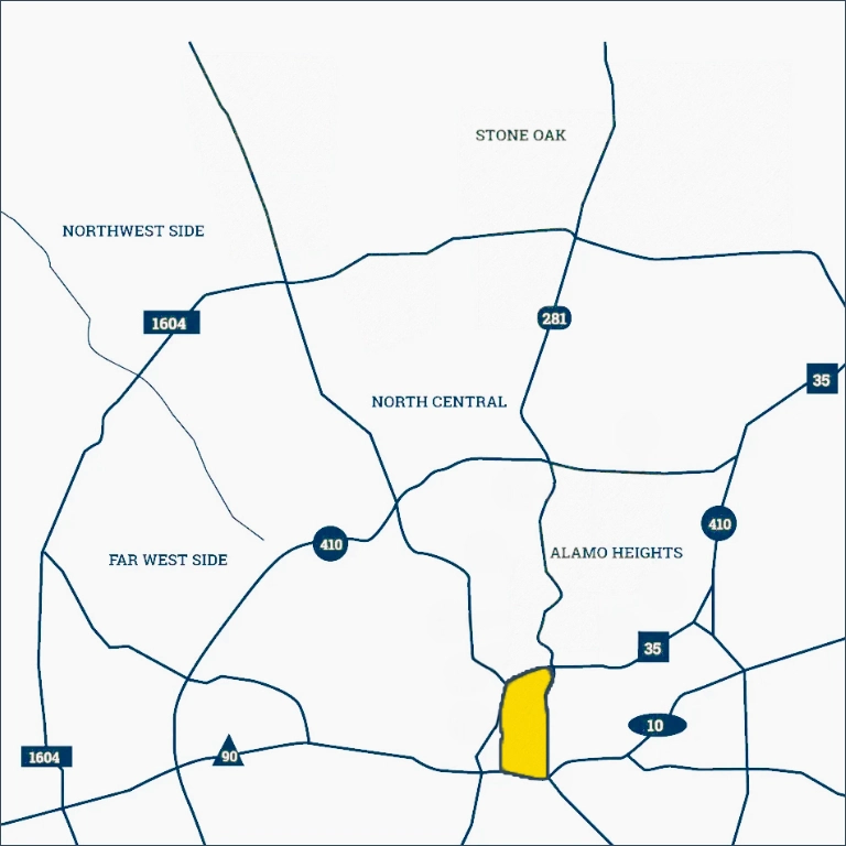 King William - map of the neighborhood location in San Antonio