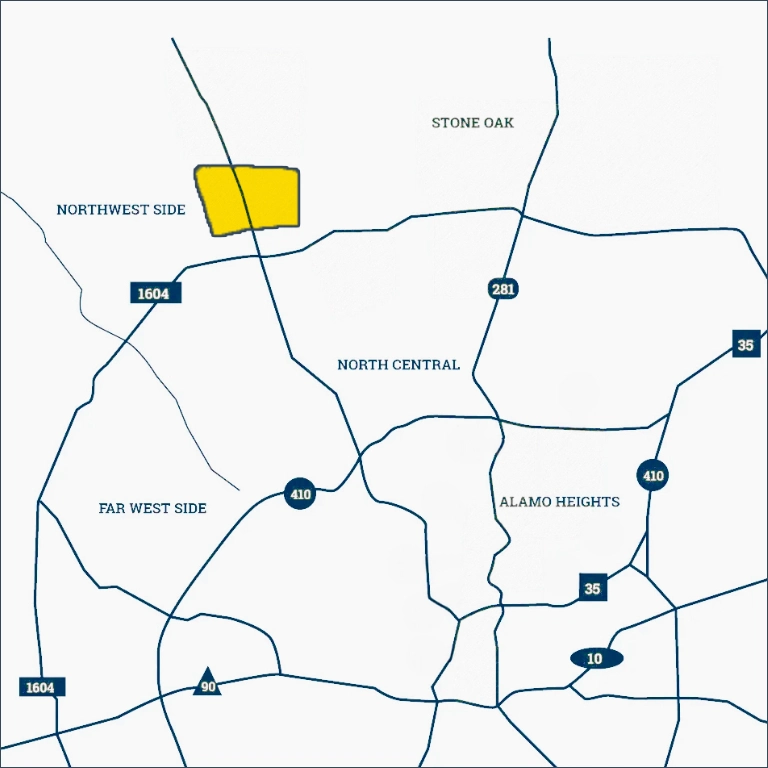 The Dominion and La Cantera - map of the neighborhoods' location in San Antonio