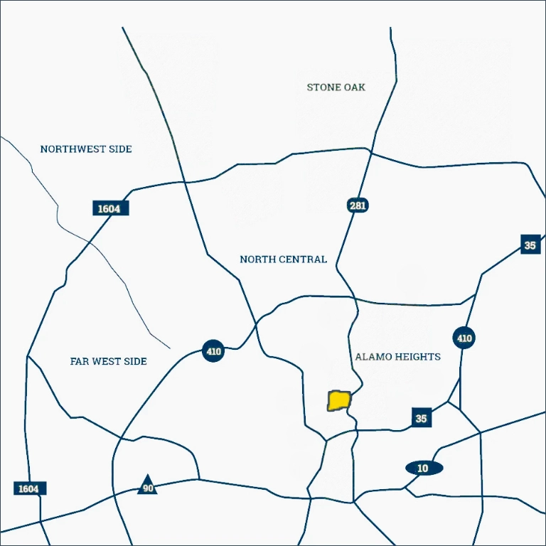 Monte Vista - map of the neighborhood location in San Antonio